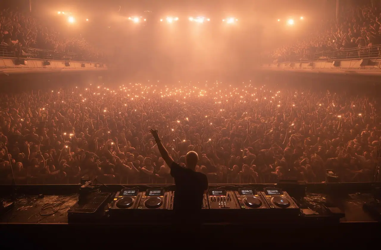 Vernon Douglas performing to a massive crowd